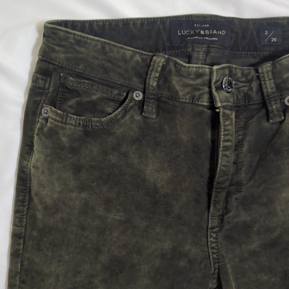 Lucky Brand Brooke Legging Jean, Color Forest Green Velvet Size 2 - Picture 6 of 16